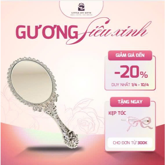 Little Joy Gifts Shop - Gương Cầm Tay Vintage Họa Tiết Nổi Sang Trọng
