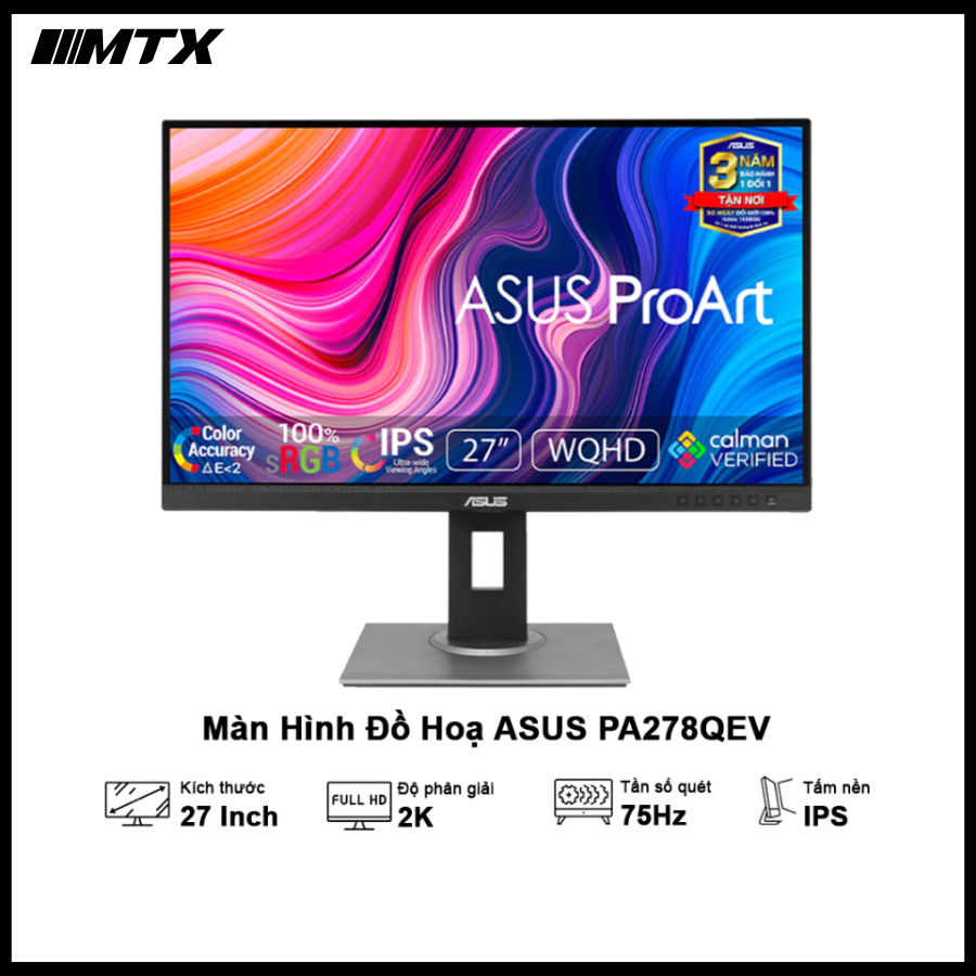 Màn hình ASUS ProArt PA278QEV 27 inch IPS 2K 75Hz 5ms – Hàng chính hãng