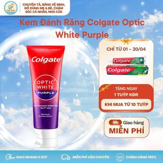 {BIBO SHOP} Kem Đánh Răng Colgate Optic White Purple - Hiệu Chỉnh Ánh Tím, Trắng Răng Tức Thì.