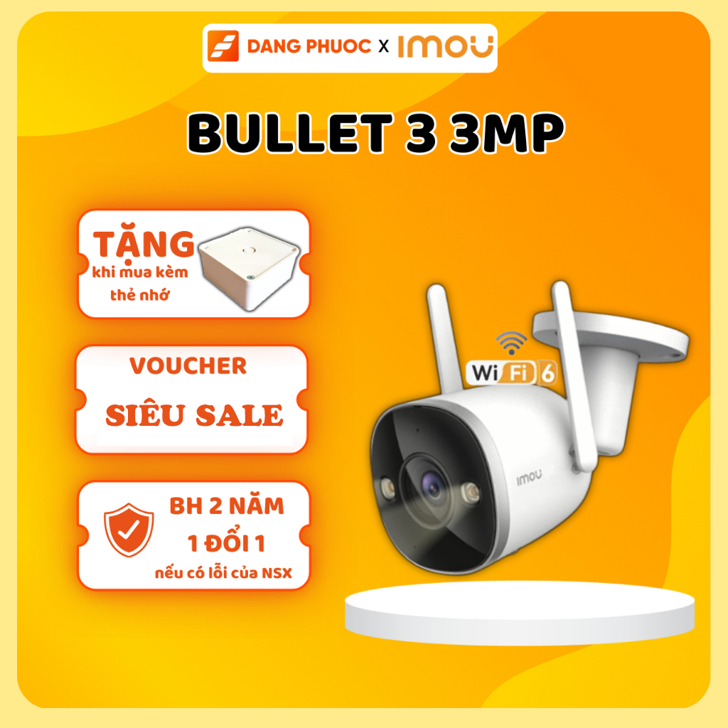 Camera IMOU ngoài trời Wifi 6 S3EP-3M0WE (Bullet 3 3MP)/S3EP-5M0WE (Bullet 3 5MP) cố định full color
