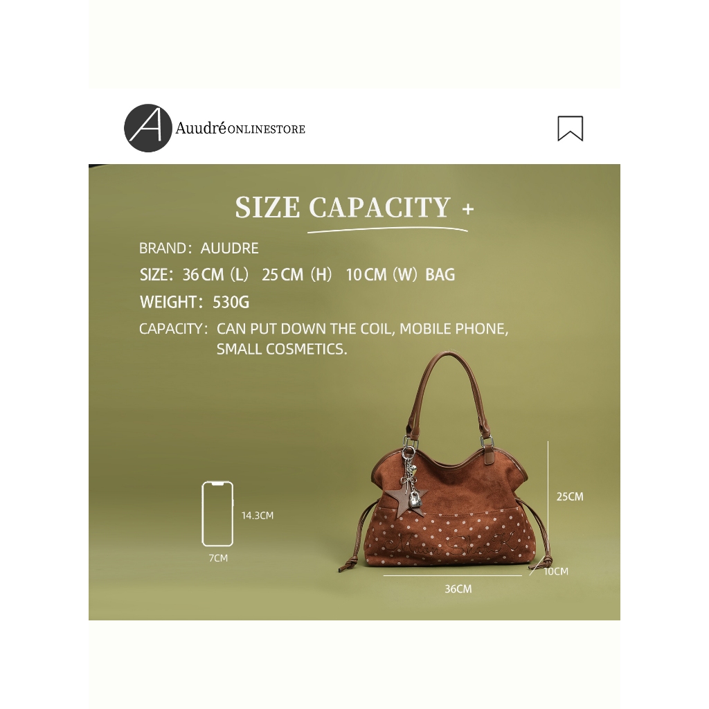 Auudre Túi đeo nách một vai dung tích lớn dành cho nữ đi lại đeo chéo | BigBuy360 - bigbuy360.vn