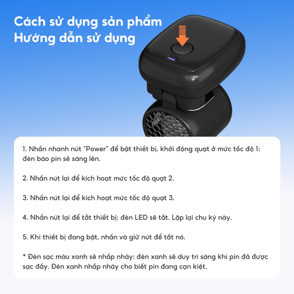 YODEVOE N616 quạt cắp mũ áo siêu nhẹ 62g, gió mạnh 10m/s, 3 cấp tốc độ, kẹp linh hoạt cho du lịch và công việc ngoài trờ | BigBuy360 - bigbuy360.vn