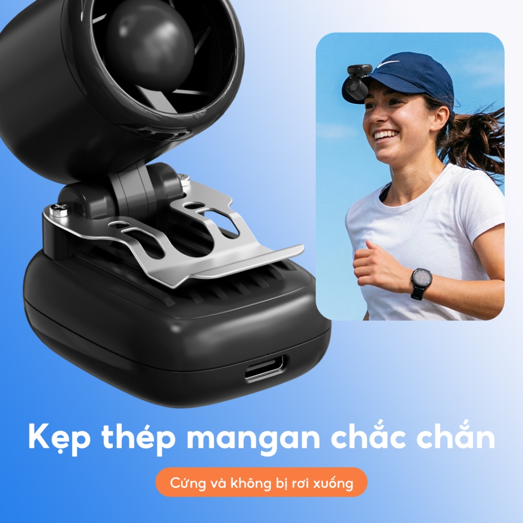 YODEVOE N616 quạt cắp mũ áo siêu nhẹ 62g, gió mạnh 10m/s, 3 cấp tốc độ, kẹp linh hoạt cho du lịch và công việc ngoài trờ | BigBuy360 - bigbuy360.vn