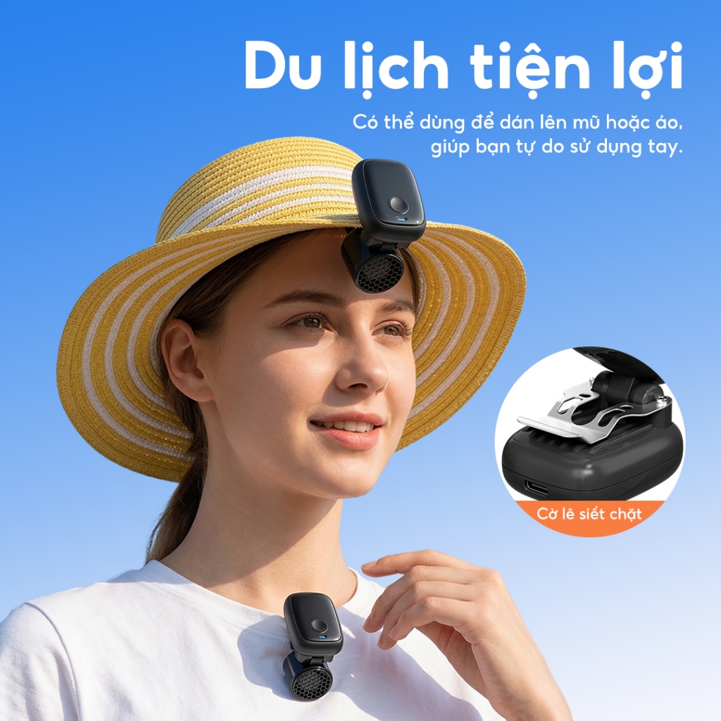 YODEVOE N616 quạt cắp mũ áo siêu nhẹ 62g, gió mạnh 10m/s, 3 cấp tốc độ, kẹp linh hoạt cho du lịch và công việc ngoài trờ | BigBuy360 - bigbuy360.vn