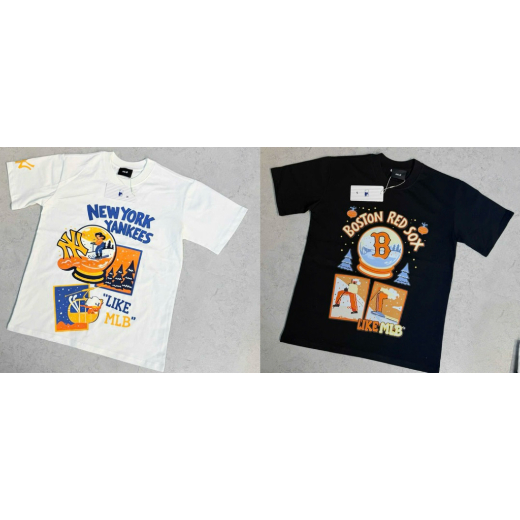 Áo Thun MLB New York Yankees Like Noel Form Overfit - Áo Phông MLB Like Collection Trắng Kem