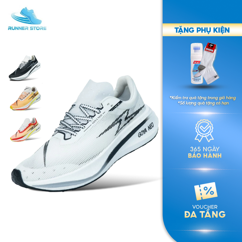 Giày thể thao chạy bộ nam nữ chính hãng Goya NEO 2026 màu trắng đen