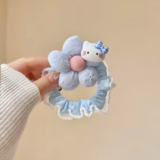 Cột tóc hoa viền ren charm kitty siêu yêu hottrend cho bé