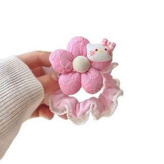 Cột tóc hoa viền ren charm kitty siêu yêu hottrend cho bé