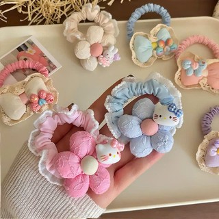 Cột tóc hoa viền ren charm kitty siêu yêu hottrend cho bé