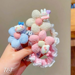 Cột tóc hoa viền ren charm kitty siêu yêu hottrend cho bé