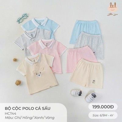 BỘ CỘC POLO CÁ SẤU LIL LITTLE LOVE  [ SIÊU MỀM, MÁT, MỊN CO DÃN VÀ THẤM HÚT TỐT] SZ 6/9M - 4Y (HCT44)