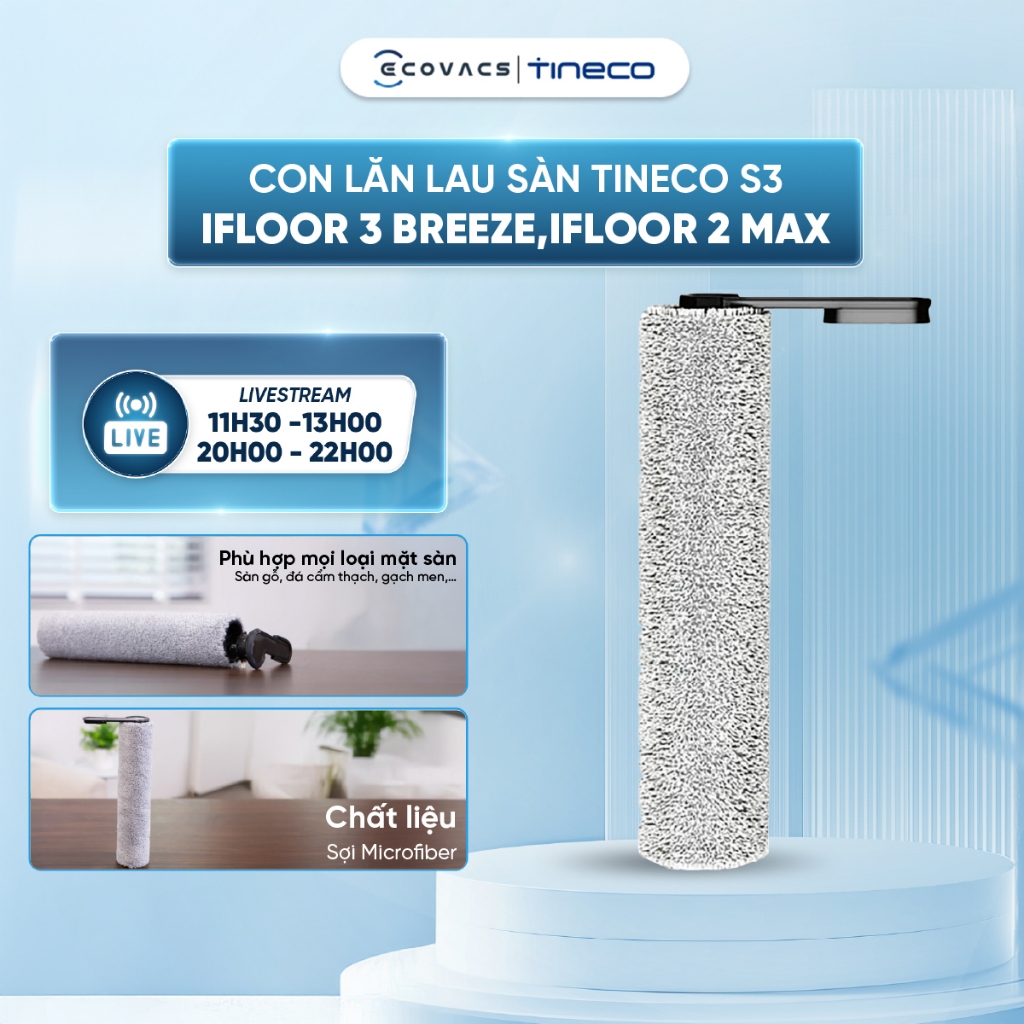 Con lăn lau sàn cho Tineco Floor One S3, Ifloor 3 Breeze, Ifloor 2 max (Dùng cho Bản Quốc Tế)