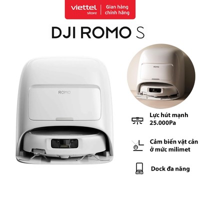 Robot Hút Bụi DJI Romo S | Lực Hút Mạnh 25000 PA | Siêu Êm Ít Ồn | Cảm Biến Vật Cản Công Nghệ Flycam