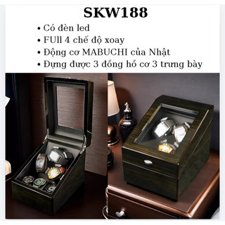 Hộp lên cót 3 chiếc đồng hồ cơ mẫu mới, hộp xoay đồng hồ automatic