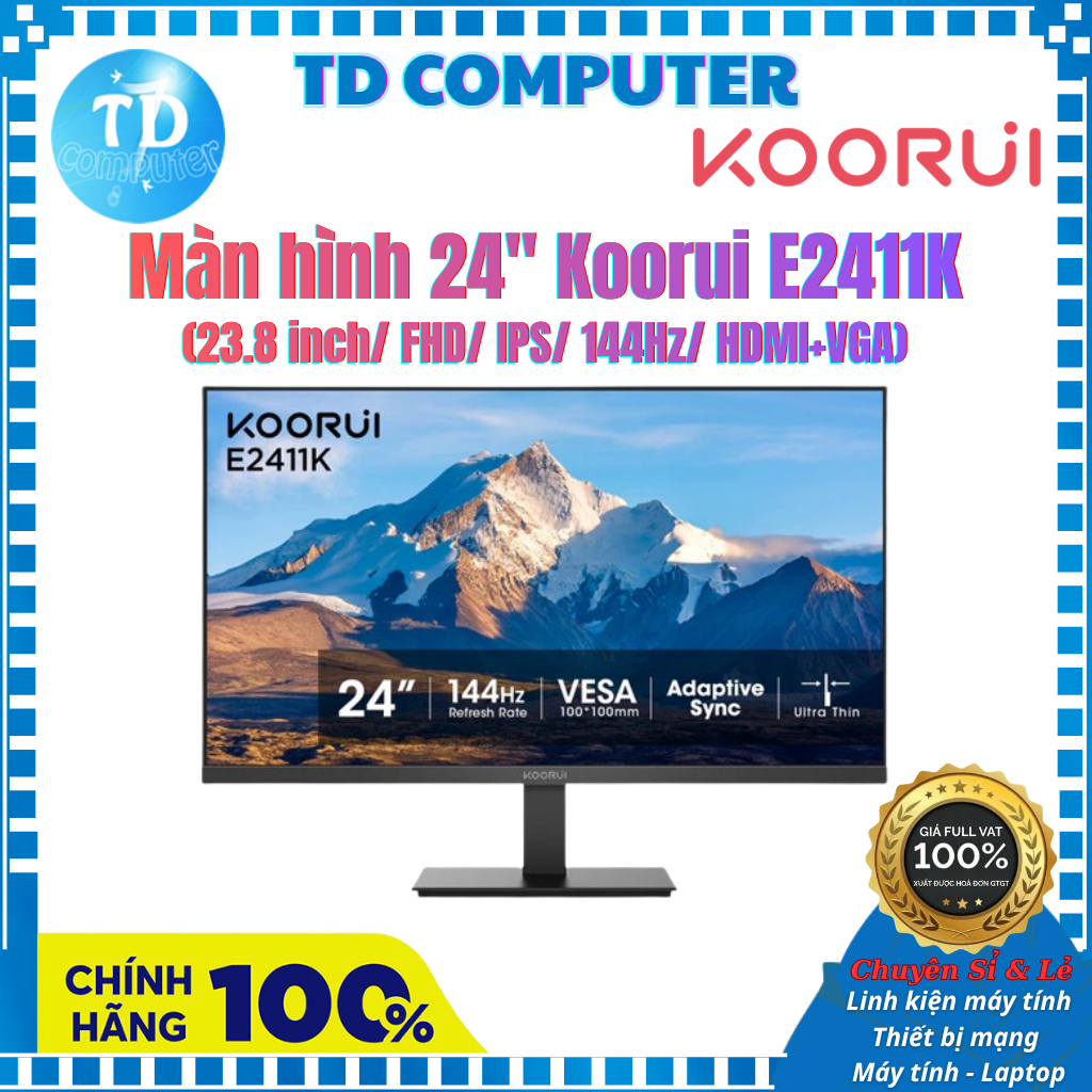 Màn hình LCD 24" Koorui E2411K (23.8 inch/ FHD/ IPS/ 144Hz/ HDMI+VGA) - Hàng chính hãng Viễn Sơn phâ