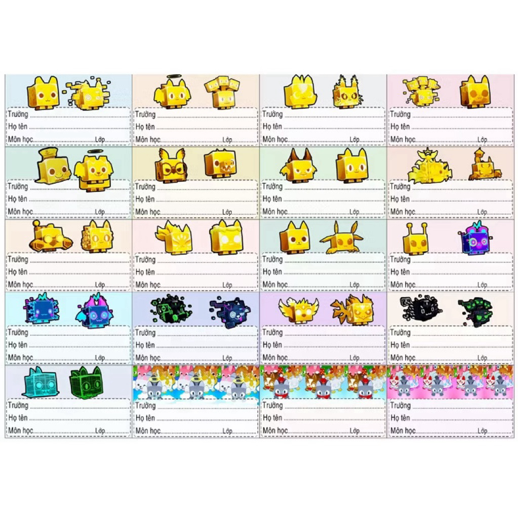 Nhãn vở hình pet simulator 40 nhãn/ nhãn dán pet simulator dễ thương