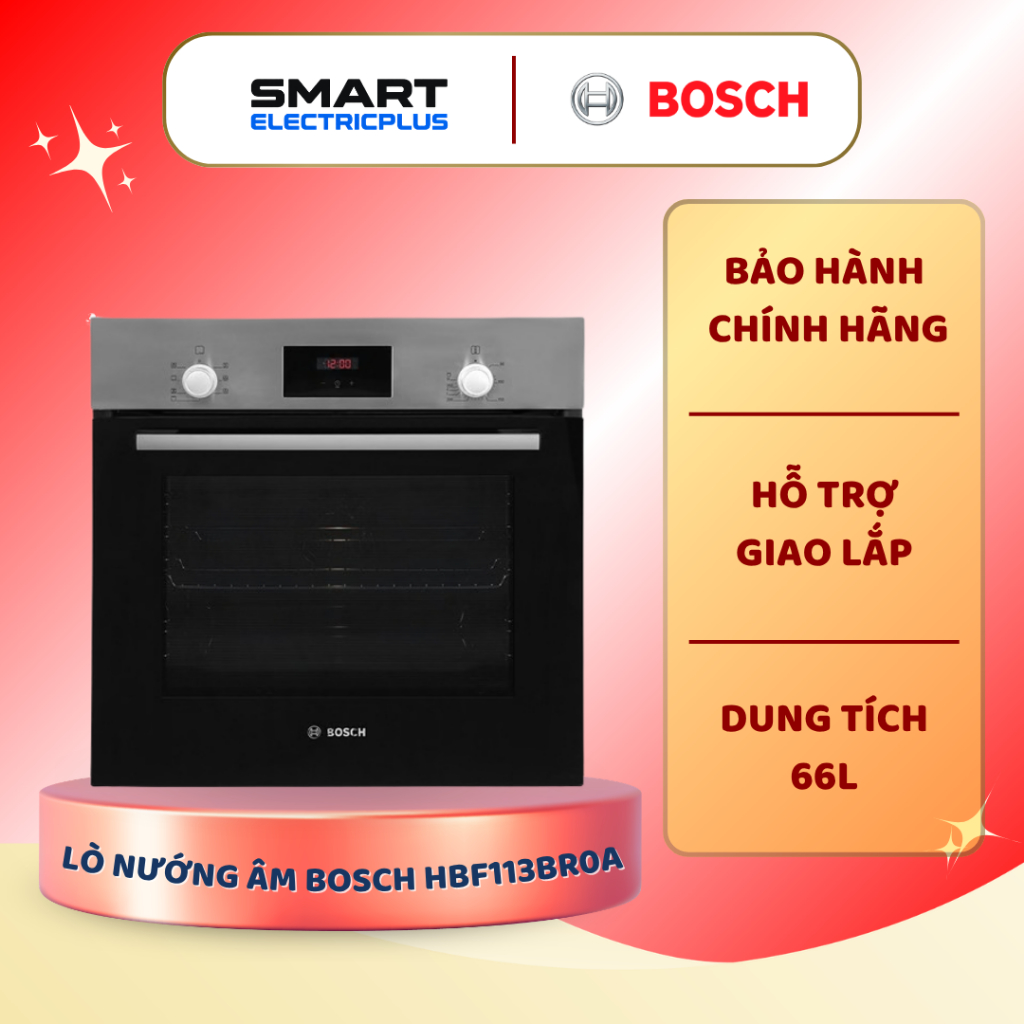 Lò Nướng Âm Bosch HBF113BR0A 66 Lít - 5 Phương Pháp Gia Nhiệt, Điều Khiển Cơ & Cảm Ứng