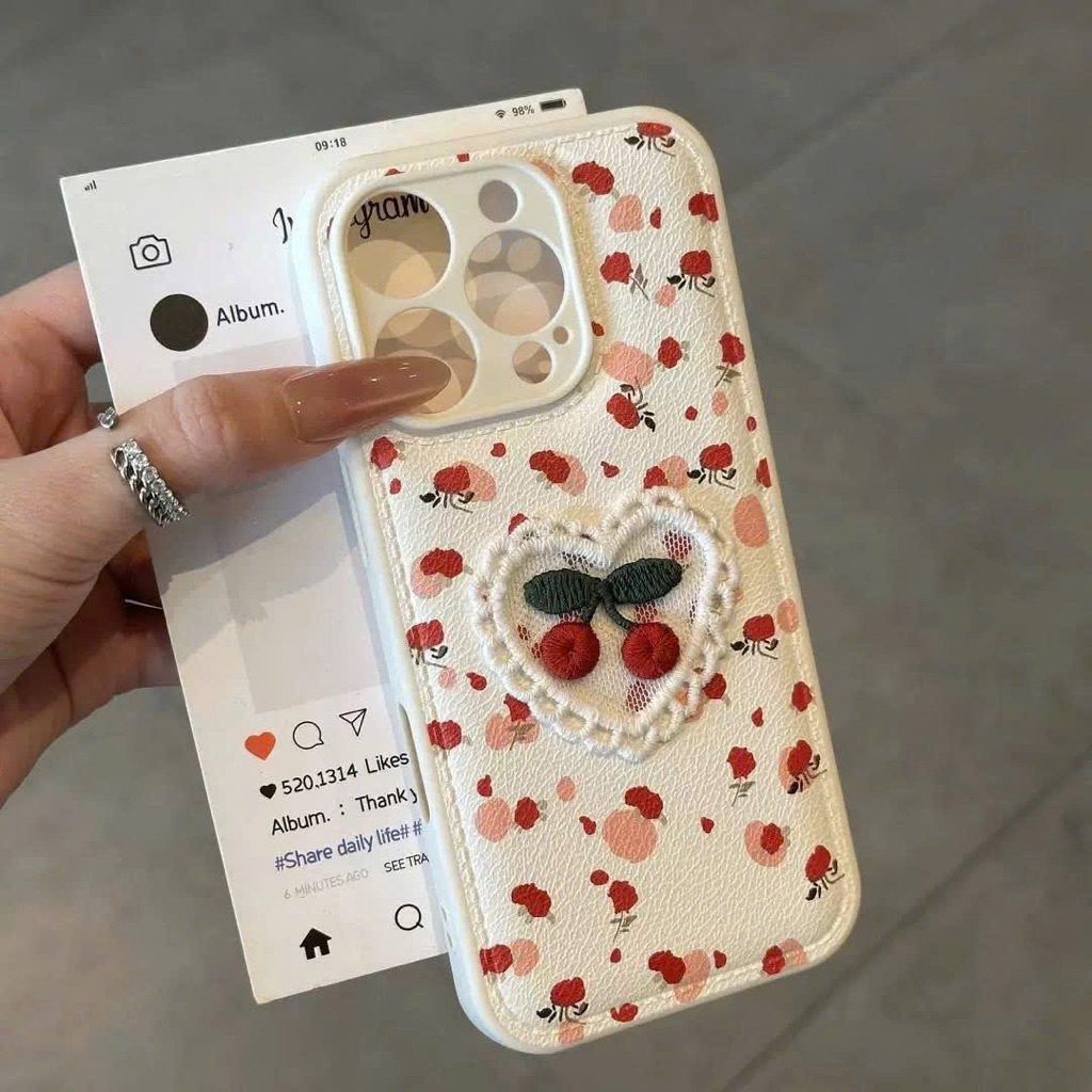 Ốp Lưng Iphone Trái Tim Cherry Cherry Vintage Heart Nữ Tính | Đơn Giản| Nắng Case