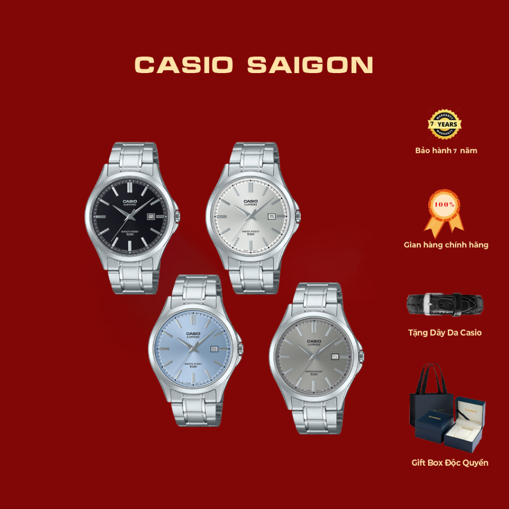 (Chính Hãng) Casio Nam MTS-115D Kính Shapphire Size 41.3mm-Tặng Dây Da-Gift Box-Bảo Hành 7 Năm