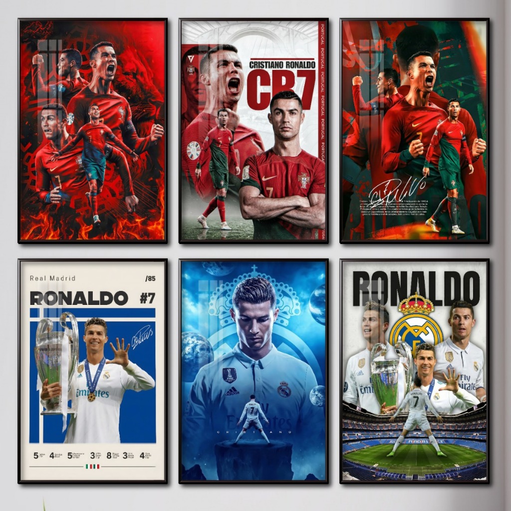 Khung Ảnh Poster Để Bàn + Tranh Treo Tường Cristiano Ronaldo (CR7) Decor Phòng Game, Phòng Khách