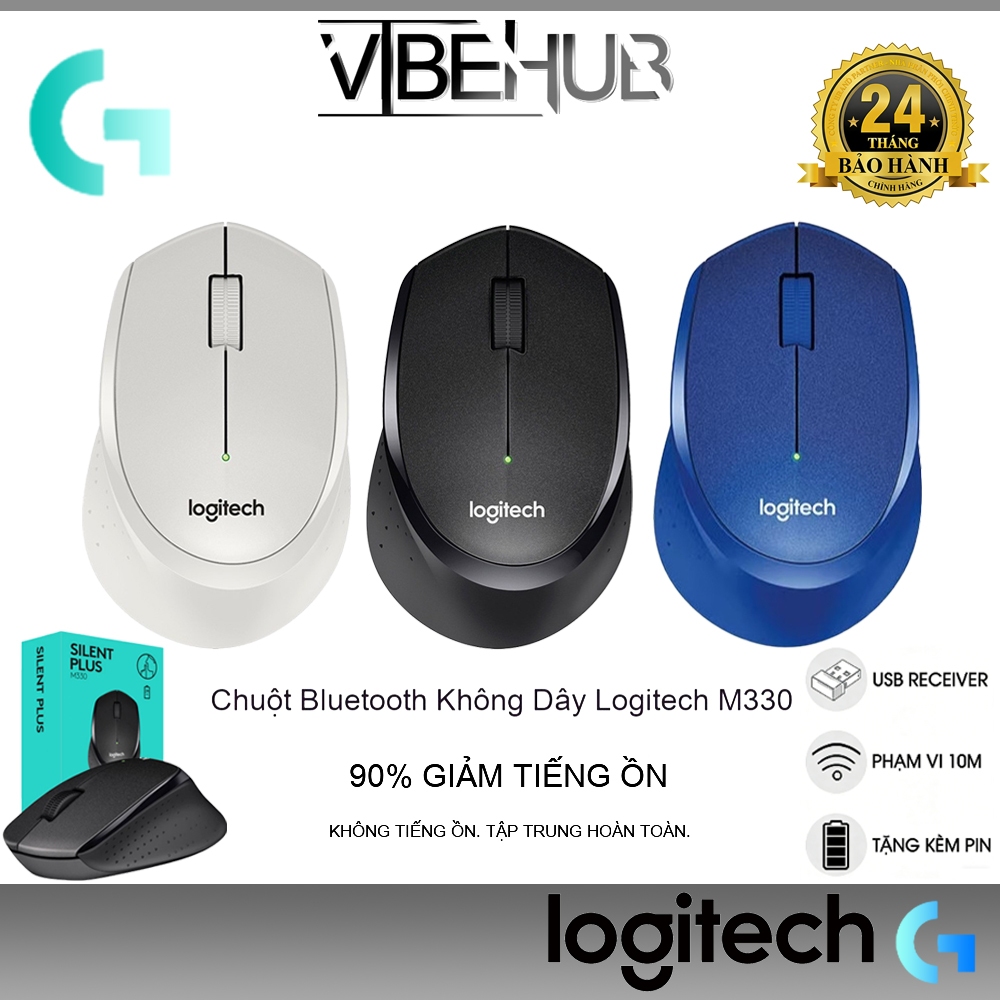 Chuột không dây Logitech M330 Silent Plus - Giảm ồn, USB, thuận tay phải, PC/ Laptop
