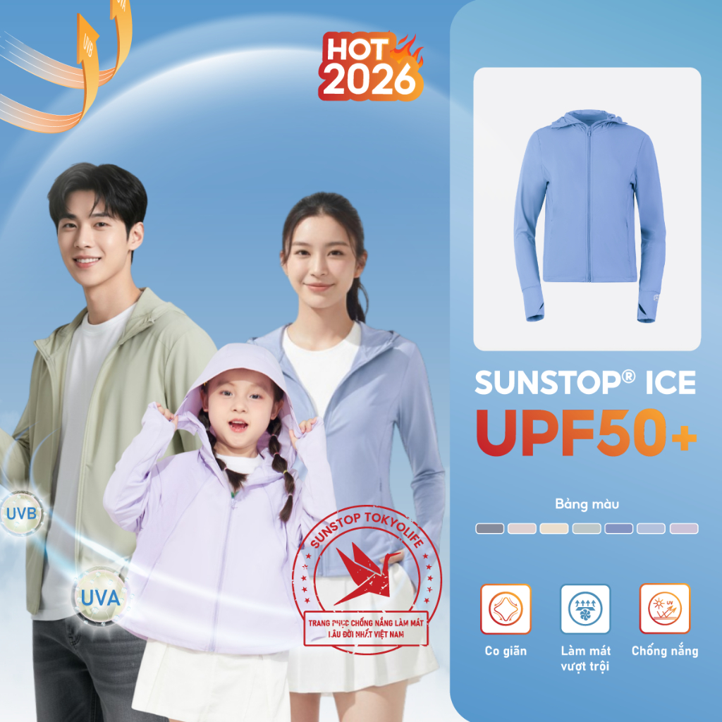 Combo Áo chống nắng Sunstop Ice cho gia đình TOKYOLIFE thoáng khí có mũ rộng vành