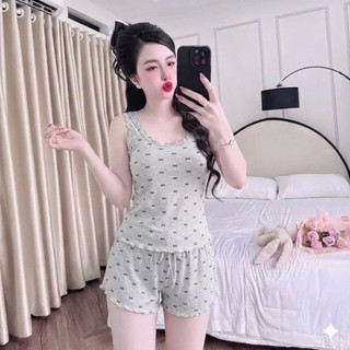 Đồ ngủ 2 dây thun tăm mặc nhà form rộng cực mát form dưới 56kg tuỳ dáng