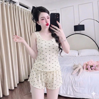 Đồ ngủ 2 dây thun tăm mặc nhà form rộng cực mát form dưới 56kg tuỳ dáng