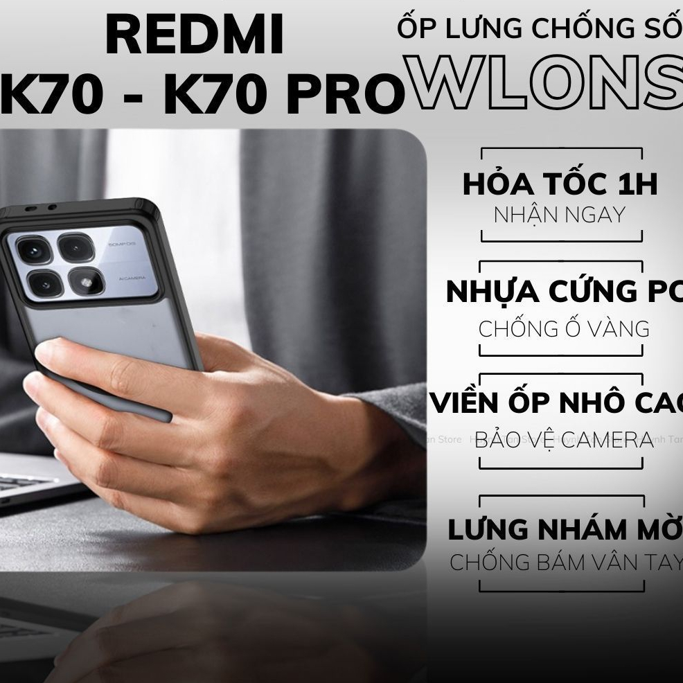 Ốp Lưng Cao Cấp Wlons Xiaomi Redmi K90 Pro Max K90 F8 Pro Ultra K70 K6 Mi 13T Note 13 Pro - Chống Ố 