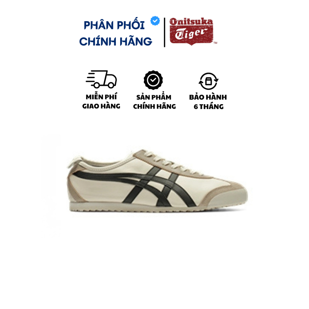 Giày Onitsuka Tiger Chính Hãng, Onitsuka Tiger Mexico 66 Ivory/Black Real Fullbox