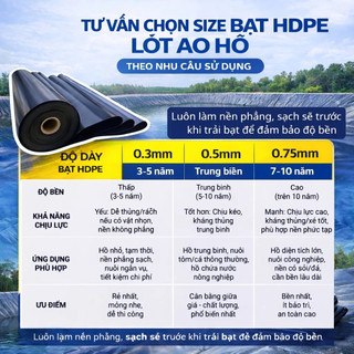 Màng chống thấm HDPE dày 0.3mm, 0,5mm Kích thước 3x50M siêu to