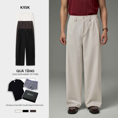 Quần Kaki Nam KRIK Form Loose Dày Dặn Bền Bỉ  Thiết Kế Ly Trước Chỉn Chu Hiện Đại  QK6584