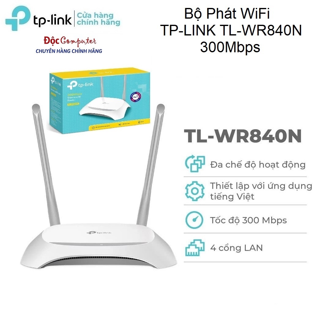 Bộ Phát Wifi Tplink 840N (TP-Link TL-WR840N) Chuẩn N 300Mbps - Bộ Phát Wifi TplinkTP-Link TL-WR840N 