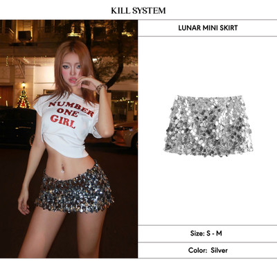 Chân váy kim sa bản lớn cạp thấp tôn dáng Lunar - Killsystem