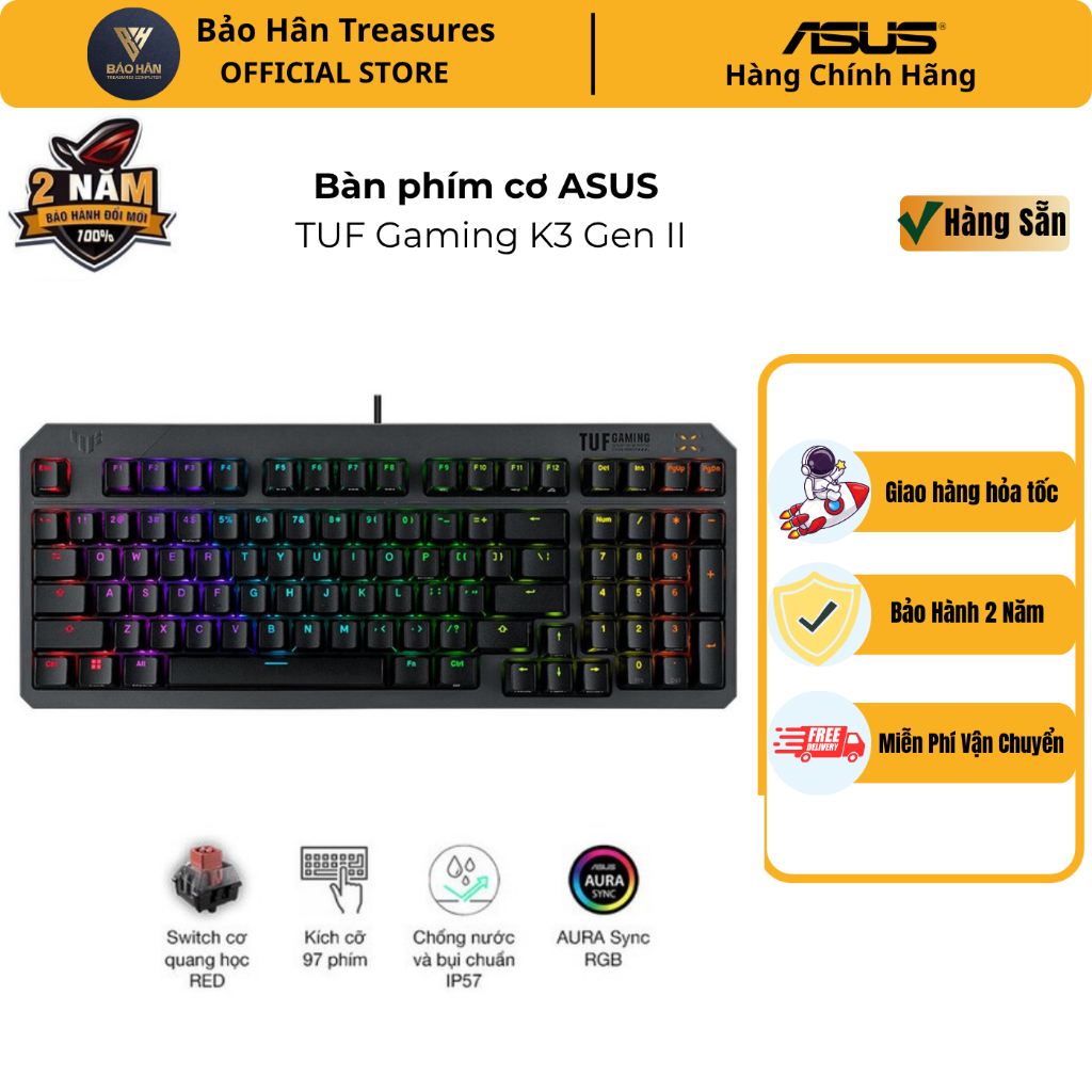 Bàn phím cơ ASUS TUF Gaming K3 Gen II - Hàng Chính Hãng