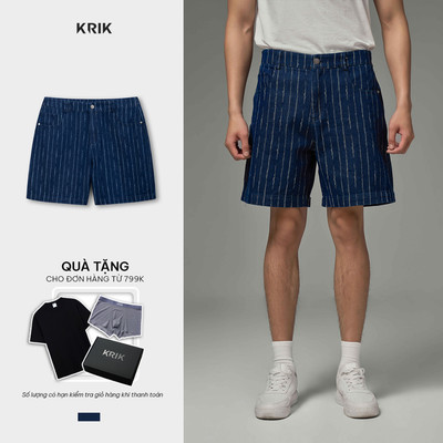 Quần Short Jean Nam KRIK Form Classic Bề Mặt Lì Cao Cấp Đứng Form Thiết Kế Jacquard QS8200