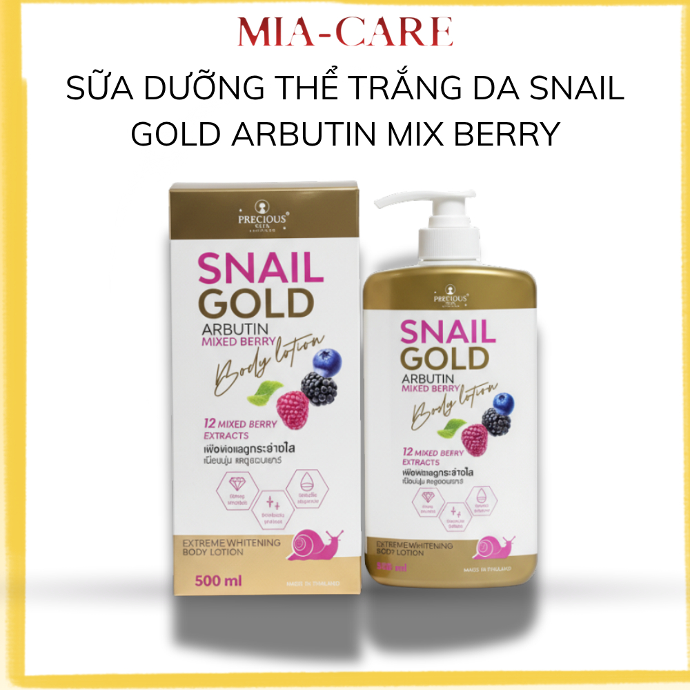 Chính Hãng] Sữa Dưỡng Thể Trắng Da Snail Gold Arbutin Mix Berry Precious Skin dưỡng trắng body 500ml