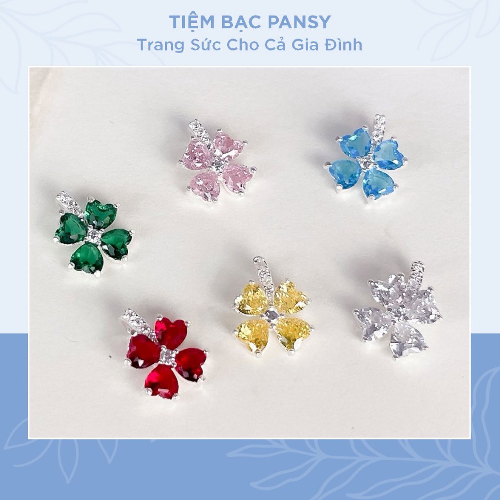 Dây chuyền bạc nữ PANSY mặt cỏ 4 lá đính đá sang trọng - Vòng cổ nữ bạc thật cao cấp