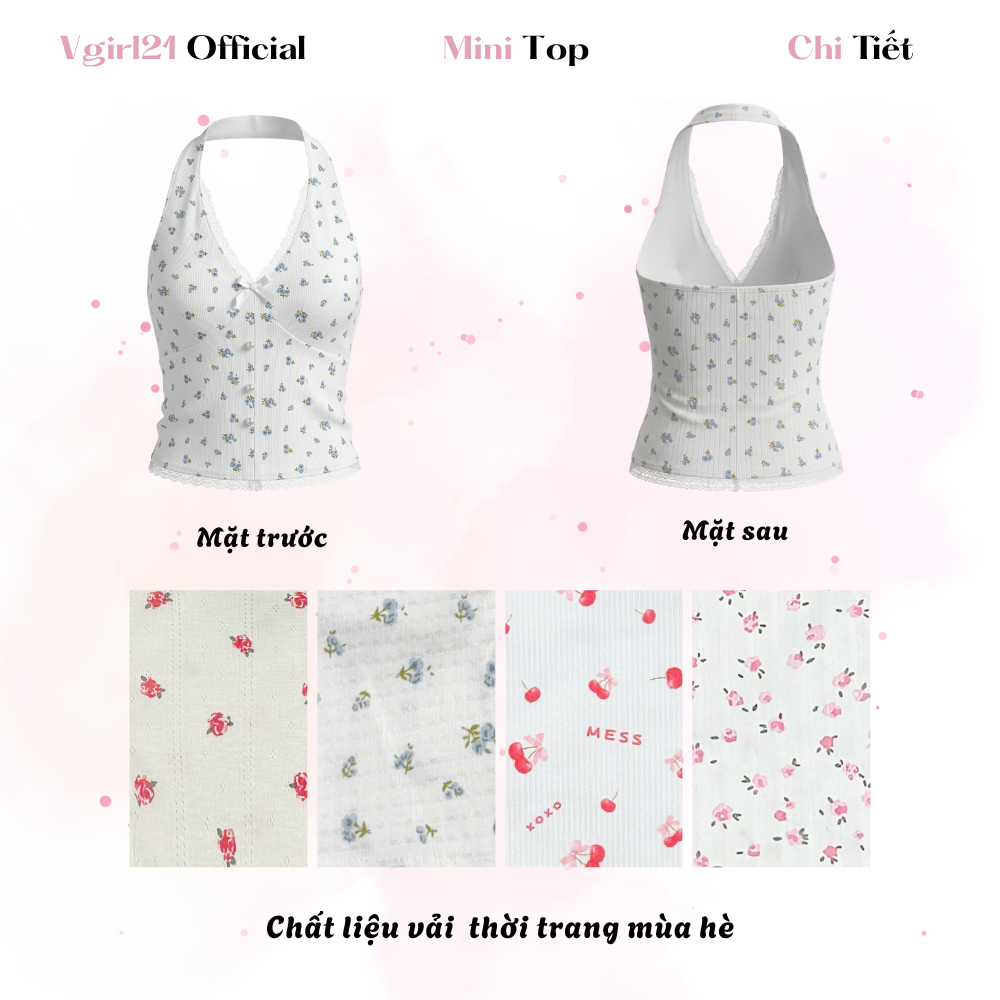 [DEAL MỞ BÁN] CÓ MÚT - ÁO CROPTOP NỮ VGIRL21 CỔ YẾM HOẠ TIẾT HOA NHÍ, PHÙ HỢP MÙA HÈ | BigBuy360 - bigbuy360.vn