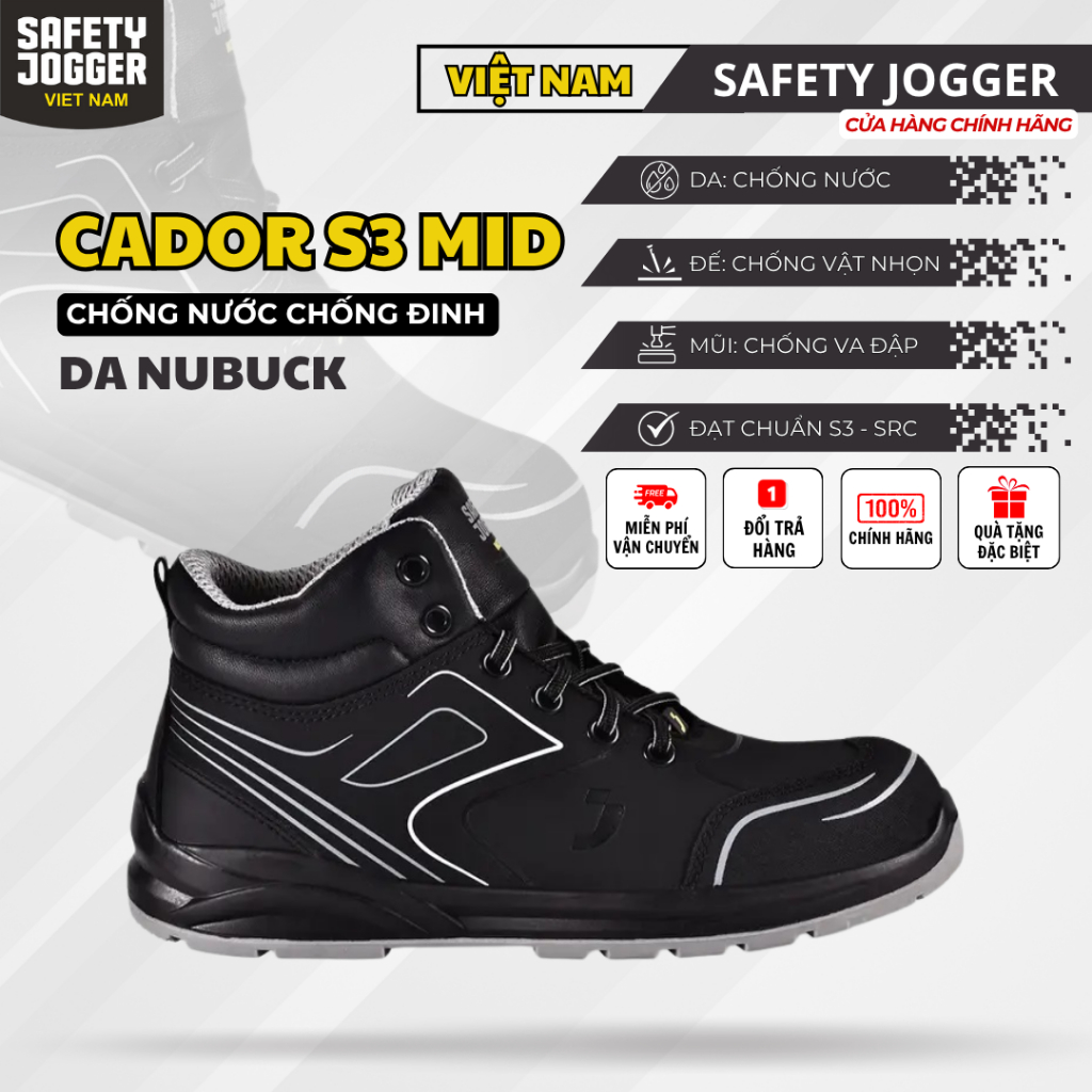 [SAFETY JOGGER] Giày Bảo Hộ Safety Jogger Cador S3 Mid Chống Đinh Chống Nước Chống Trơn Trượt Dầu Mỡ