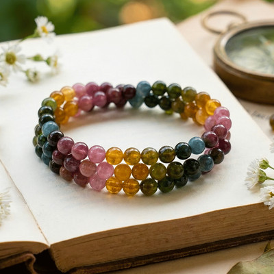 Lắc Tay Tourmaline 5A Ngũ Sắc Size 6ly Cầu May Mắn Vòng Tay Phong Thủy - Ngọc Trai Trường Thịnh