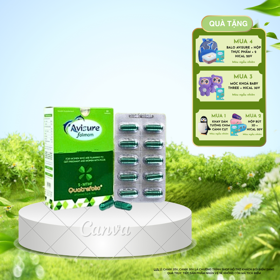 Avisure Folimom 5-MTHF hỗ trợ bổ trứng cho phụ nữ chuẩn bị mang thai hộp 30 viên