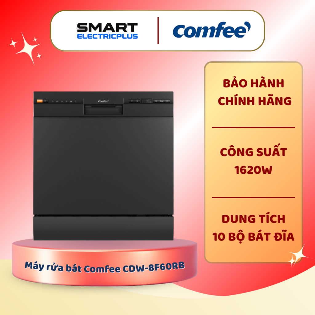 Máy rửa chén độc lập Comfee CDW-8F60RB – 10 Bộ Chén Đĩa, 7 Chương Trình Rửa