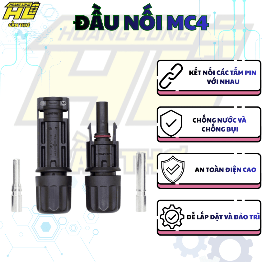 MC4 Connector Tấm Pin Năng Lượng Mặt Trời – Kết Nối An Toàn, Chống Nước, Dòng Điện Cao