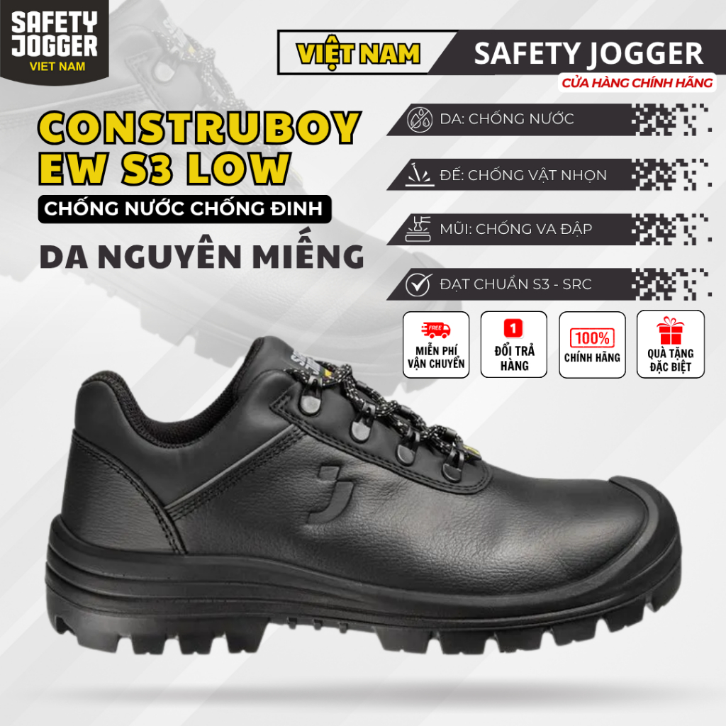 [SAFETY JOGGER] Giày Bảo Hộ Safety Jogger Construboy EW S3 Siêu Nhẹ Chống Nước Chống Dầu & Hoá Chất