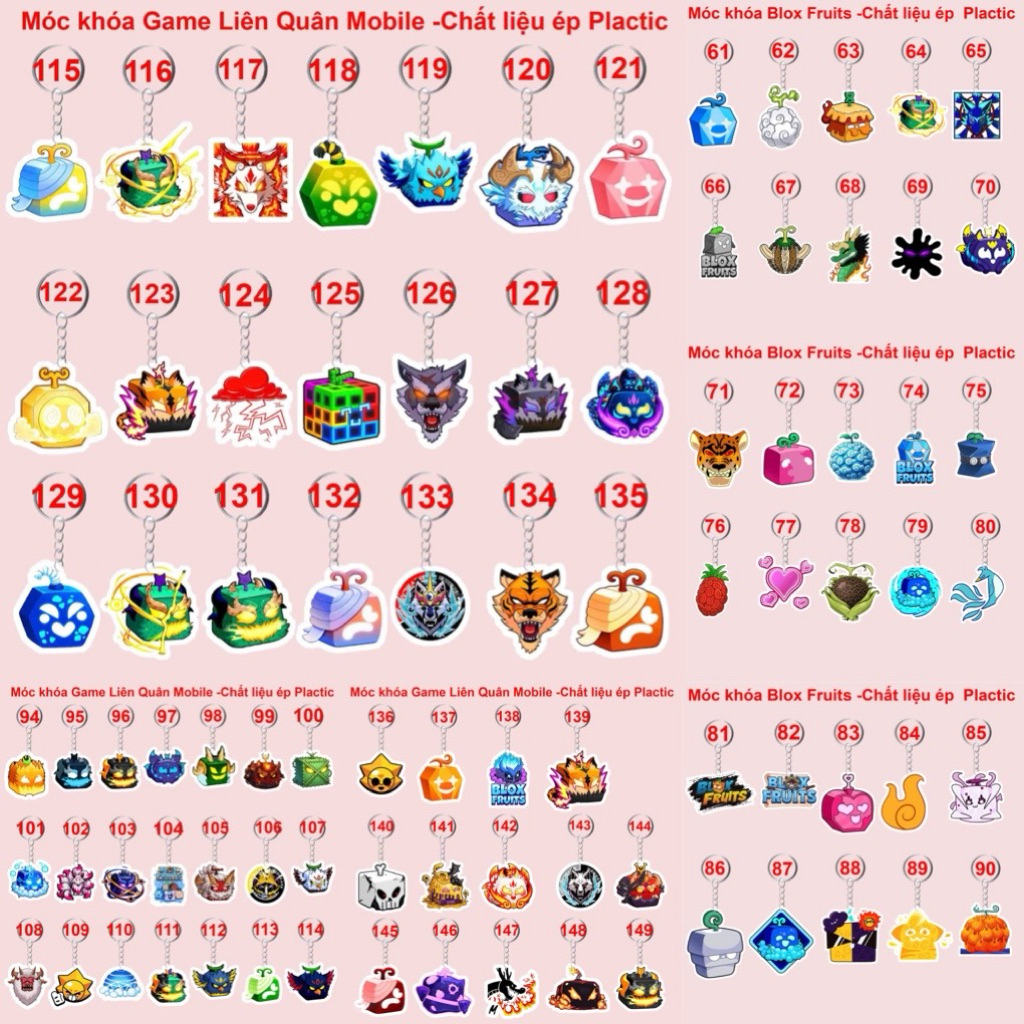 Móc khoá Blox Fruits 3 cái khác nhau/ Móc khoá game Blox fruits / móc hoá hình blox fruits
