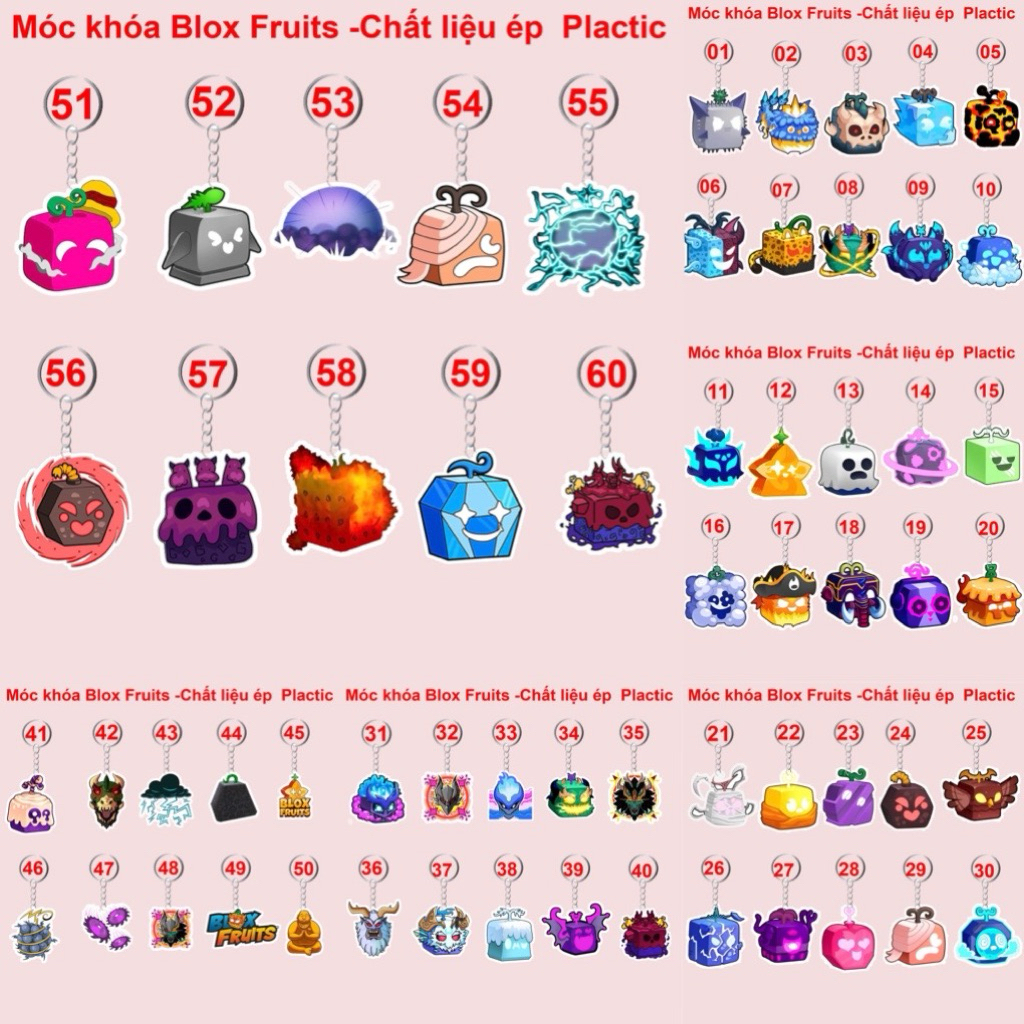 Móc Blox Fruits combo 3 cái khác nhau/ Móc treo blox fruits / móc khoá game Blox Fruits