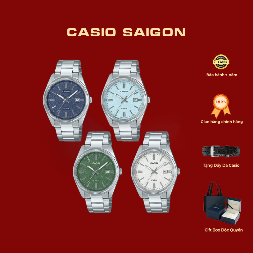 (Chính Hãng) Đồng Hồ Nam Casio MTP-1302D Vân Đá - Tặng Dây Da -Gift Box - Bảo Hành 7 Năm