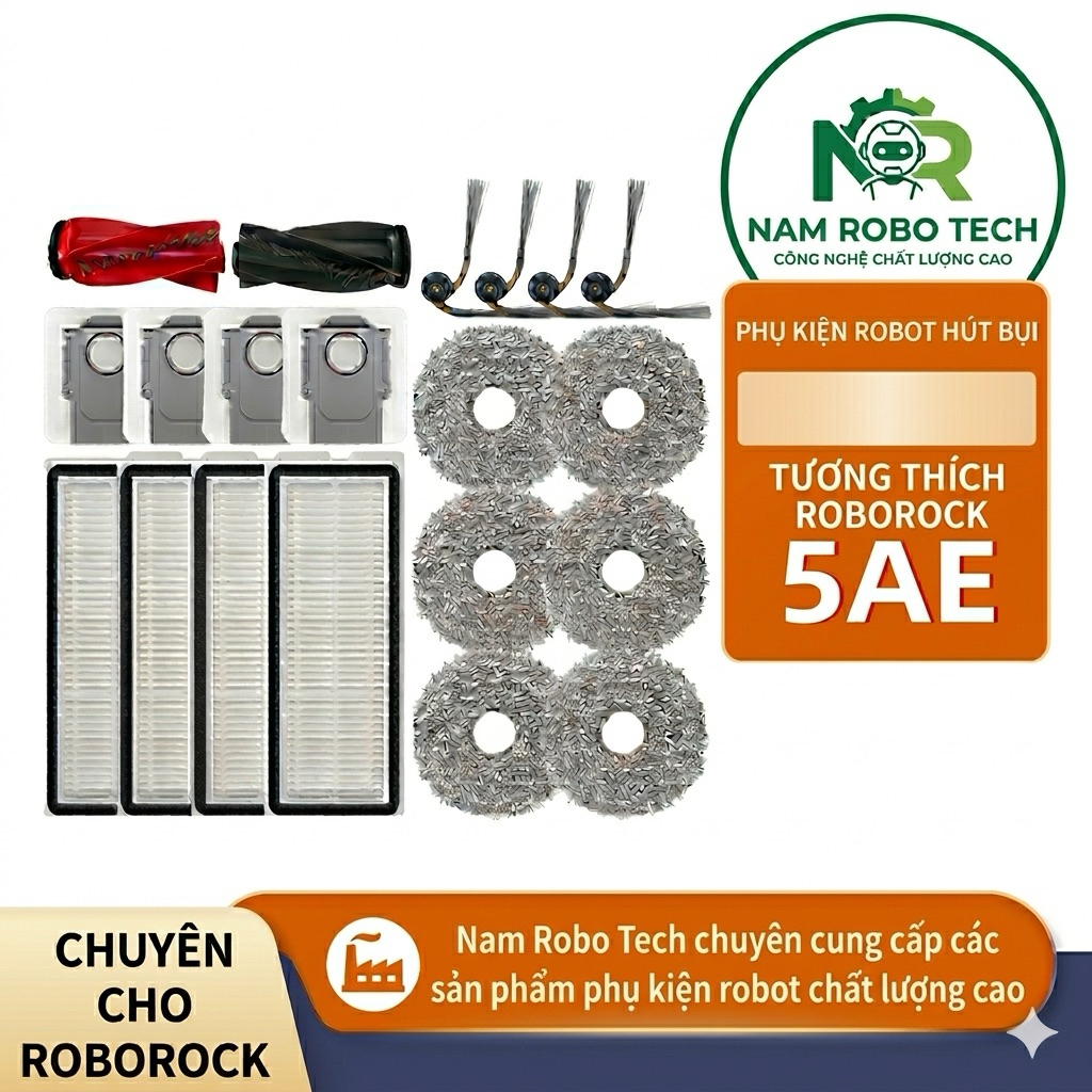 Phụ kiện Robot hút bụi Roborock Q i 5AE, Edge 5V1, Qr798, Lọc hepa , Khăn, Chổi giữa, Chổi cạnh, Túi