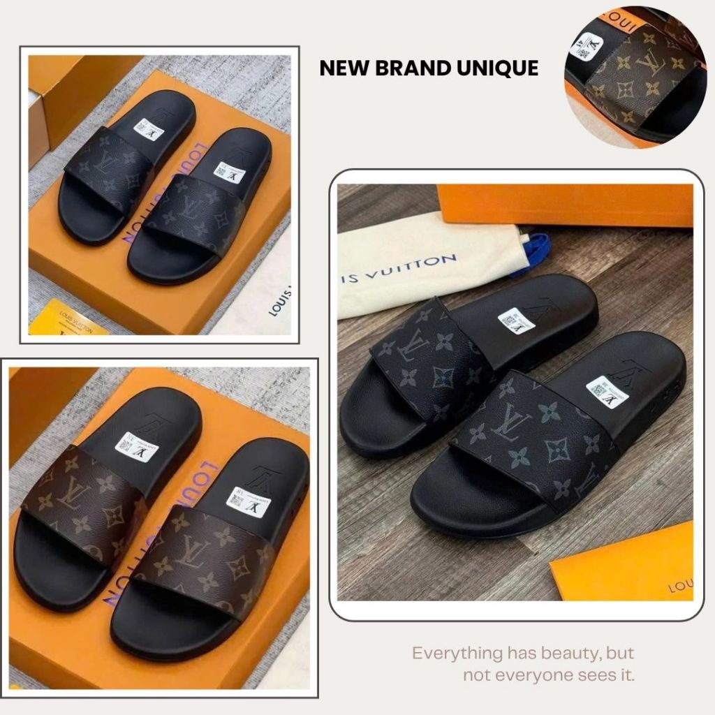 Dép Quai Ngang LV, Dép Thời Trang Nam Nữ Quai Ngang Cao Cấp Họa Tiết Sang Chảnh Hot Trend Full Box